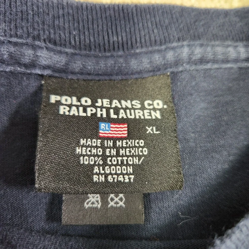 Vintage‎ Ralph Lauren Shirt Men XL Polo Jeans Y2K Spellout Blue 90s RL